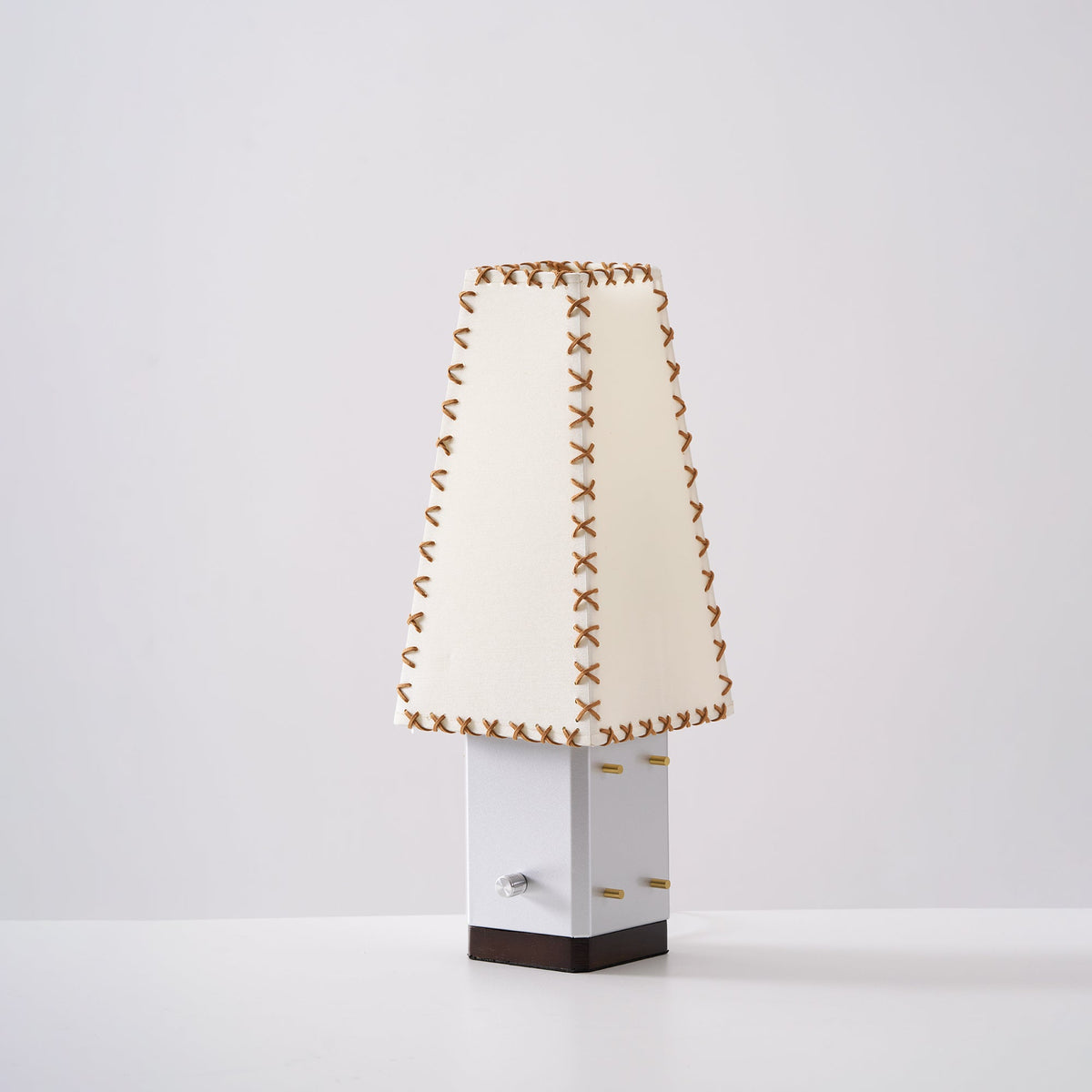 Parchment Table Lamp - Solid Walnut & Silver Iron Base Accent Light