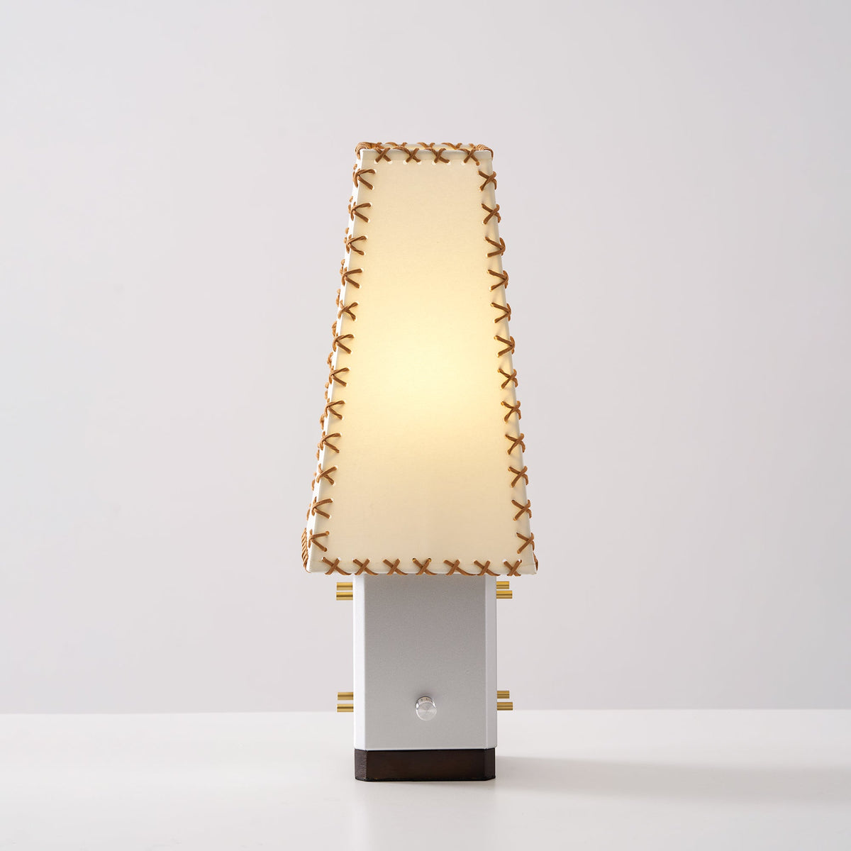 Parchment Table Lamp - Solid Walnut & Silver Iron Base Accent Light
