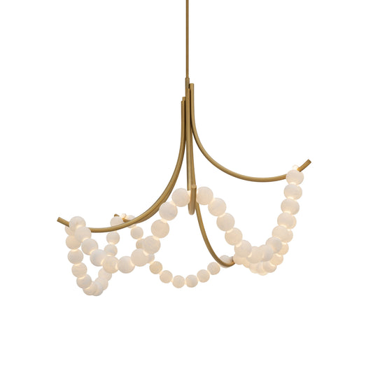 Parel Chandelier - Draped Spanish Alabaster Bead Strand & LED Light