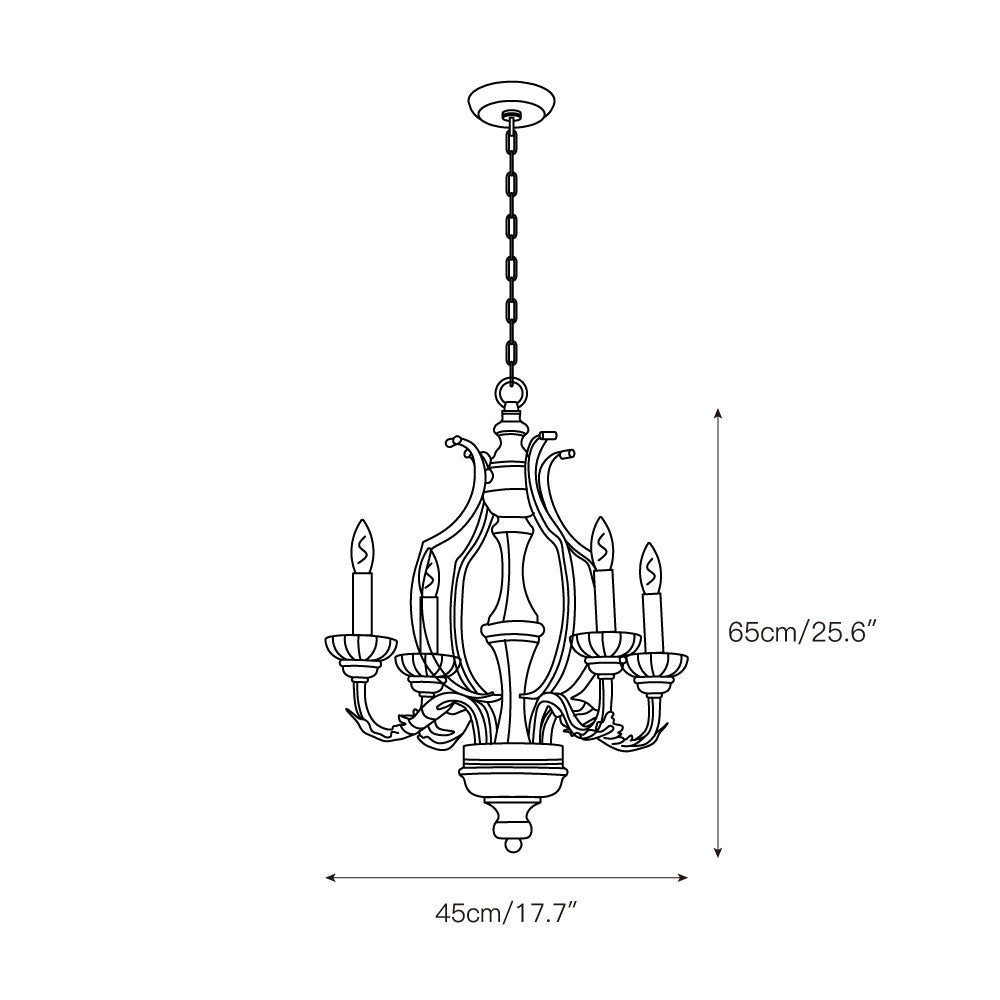 Paro Tunkul Wood Pendant Lamp - French Retro 4-Light Chandelier | Distressed Wood & Iron Lighting