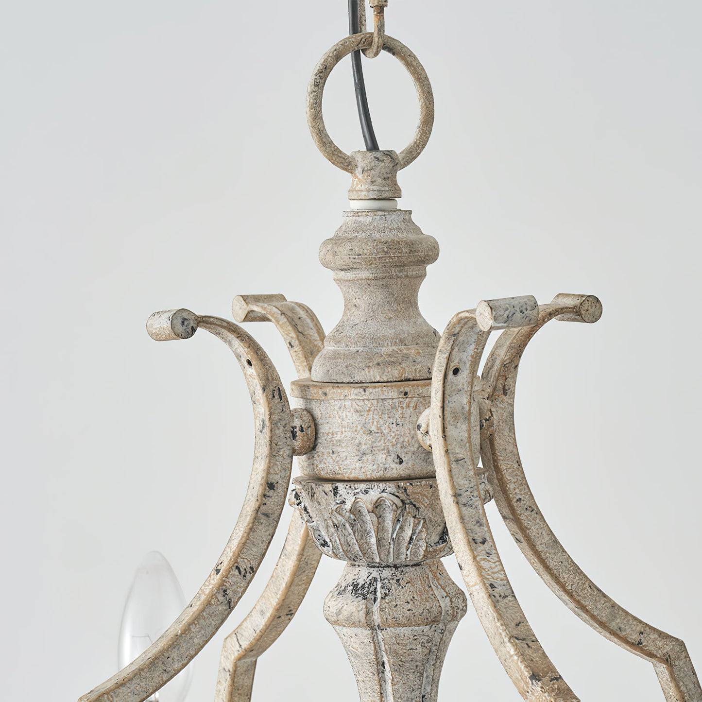 Paro Tunkul Wood Pendant Lamp - French Retro 4-Light Chandelier | Distressed Wood & Iron Lighting