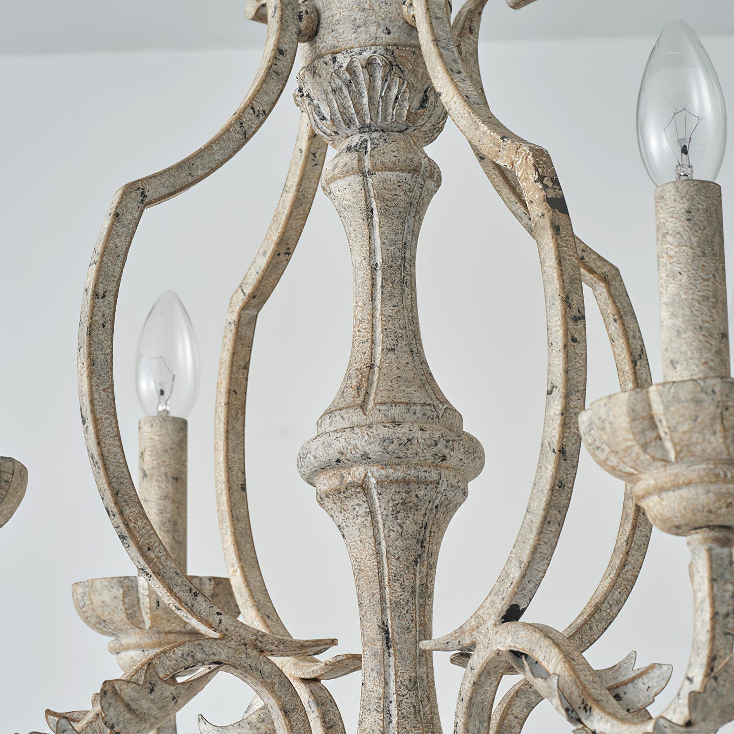 Paro Tunkul Wood Pendant Lamp - French Retro 4-Light Chandelier | Distressed Wood & Iron Lighting