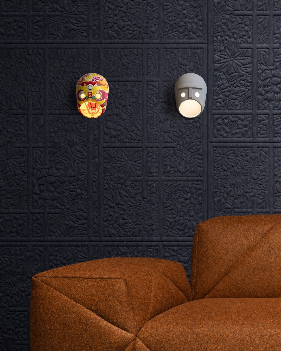 Party Wall Lamp - Surrealist Resin Face Sconce | Character Portrait Wall Light