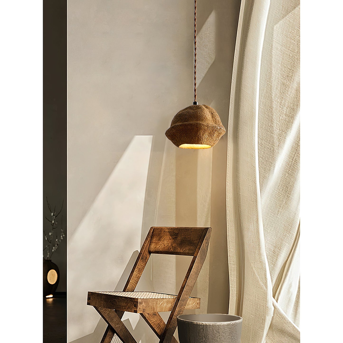 Patchvara Pendant Lamp - Natural Monkey Bowl Tree Husk Pendant | Modern Organic Fruit Shell Lighting