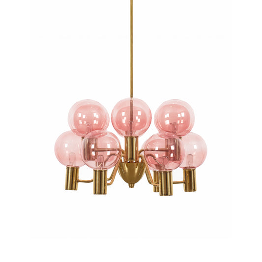 Patricia Glass Chandelier - Modern Pink & Smoke Gray Glass Globe Pendant | Playful Luxury Lighting