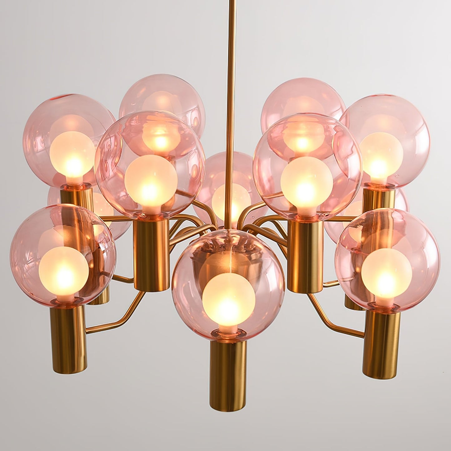 Patricia Glass Chandelier - Modern Pink & Smoke Gray Glass Globe Pendant | Playful Luxury Lighting