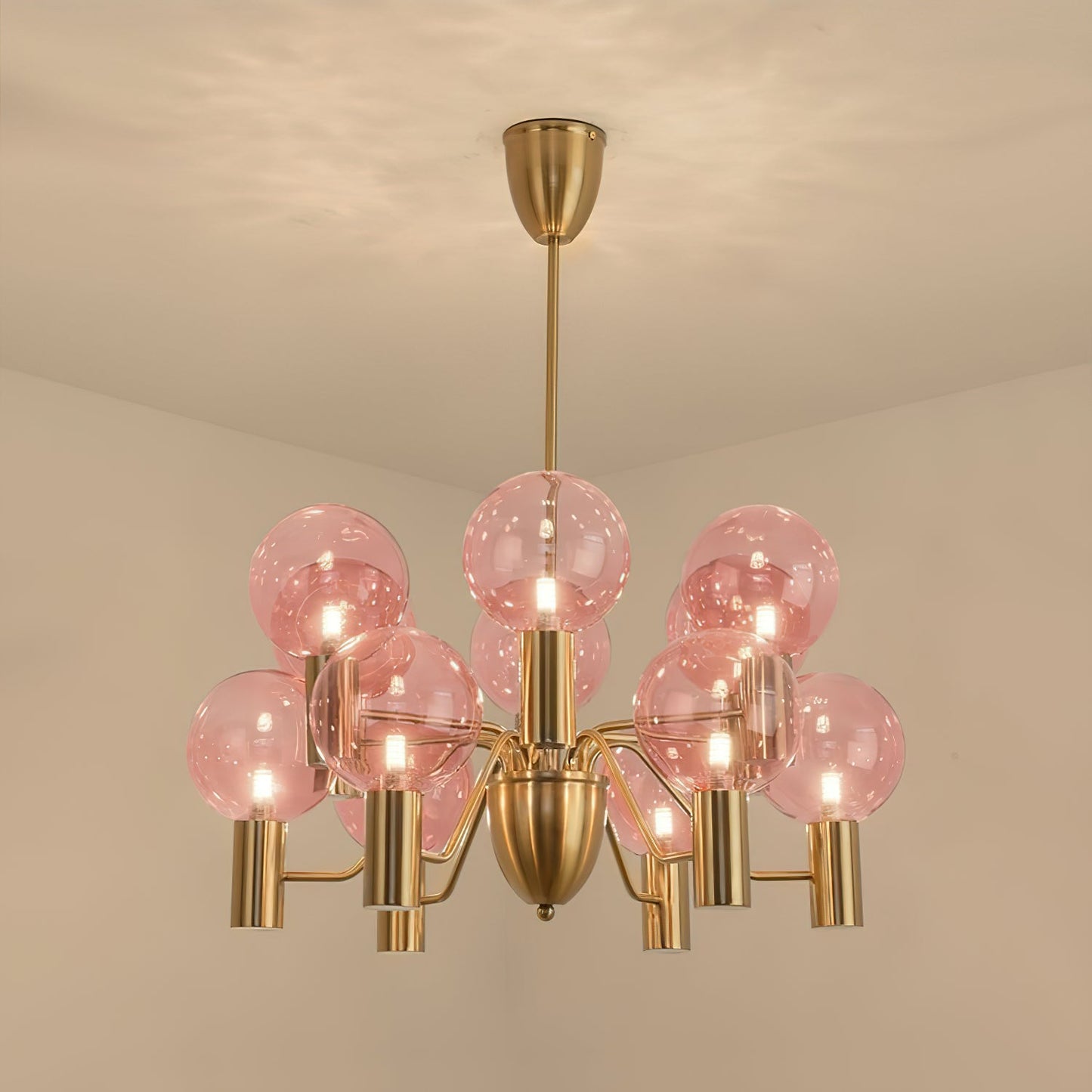 Patricia Glass Chandelier - Modern Pink & Smoke Gray Glass Globe Pendant | Playful Luxury Lighting