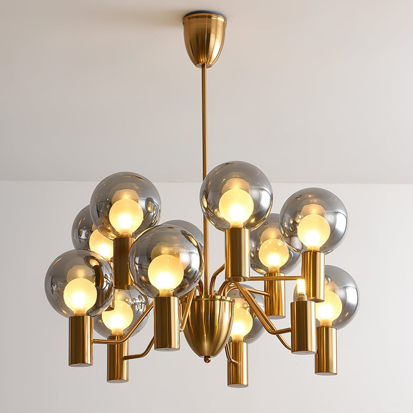 Patricia Glass Chandelier - Modern Pink & Smoke Gray Glass Globe Pendant | Playful Luxury Lighting