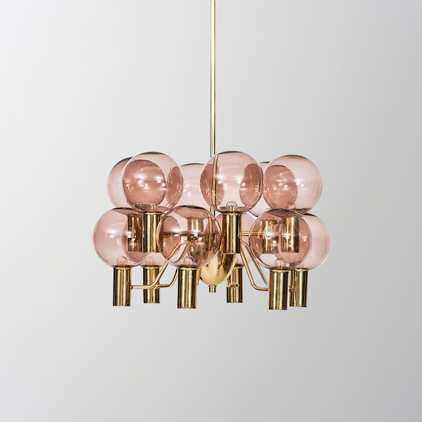 Patricia Glass Chandelier - Modern Pink & Smoke Gray Glass Globe Pendant | Playful Luxury Lighting