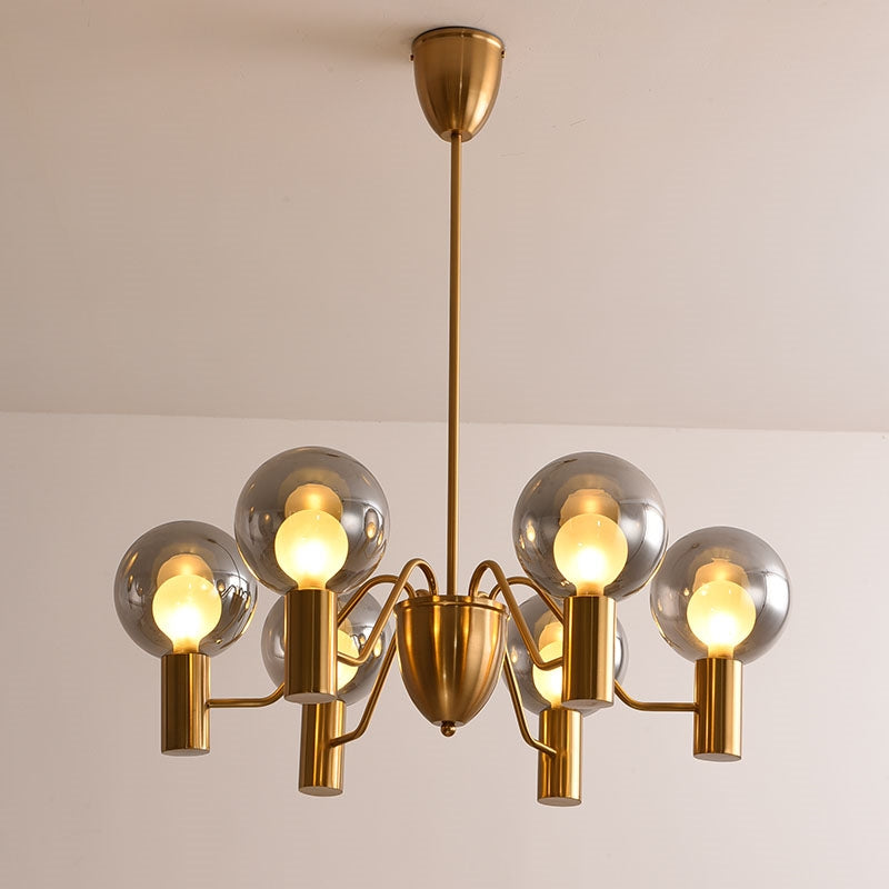 Patricia Glass Chandelier - Modern Pink & Smoke Gray Glass Globe Pendant | Playful Luxury Lighting