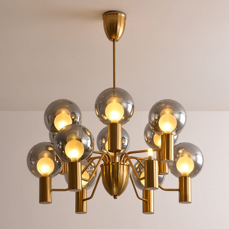 Patricia Glass Chandelier - Modern Pink & Smoke Gray Glass Globe Pendant | Playful Luxury Lighting