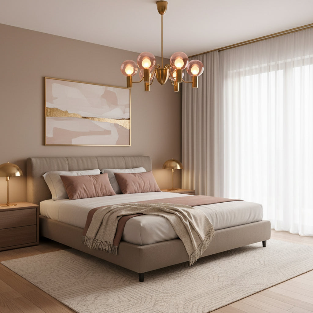Patricia Glass Chandelier - Modern Pink & Smoke Gray Glass Globe Pendant | Playful Luxury Lighting