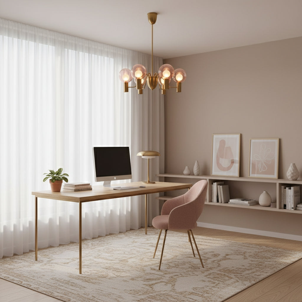 Patricia Glass Chandelier - Modern Pink & Smoke Gray Glass Globe Pendant | Playful Luxury Lighting