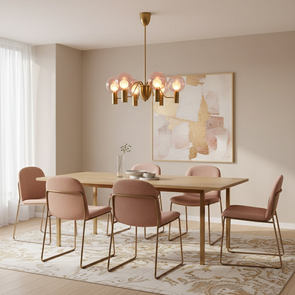 Patricia Glass Chandelier - Modern Pink & Smoke Gray Glass Globe Pendant | Playful Luxury Lighting