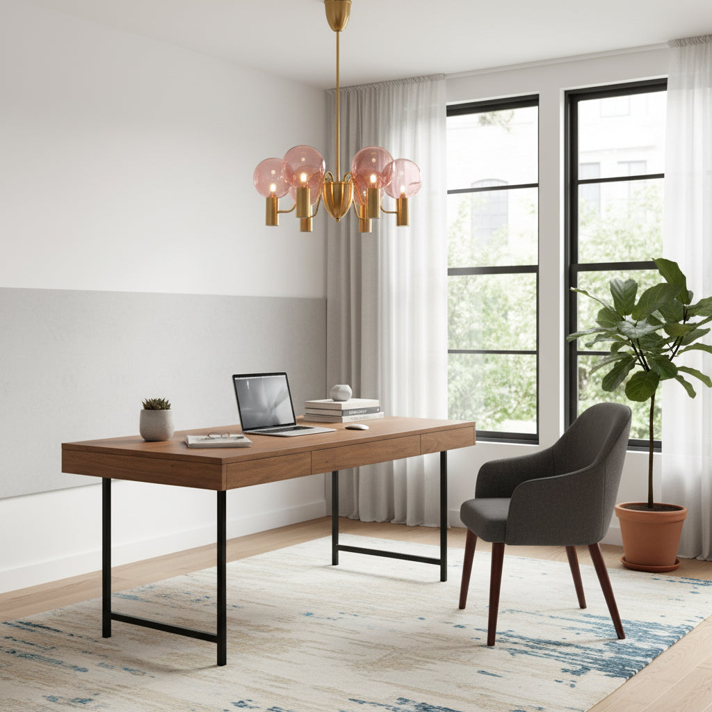 Patricia Glass Chandelier - Modern Pink & Smoke Gray Glass Globe Pendant | Playful Luxury Lighting