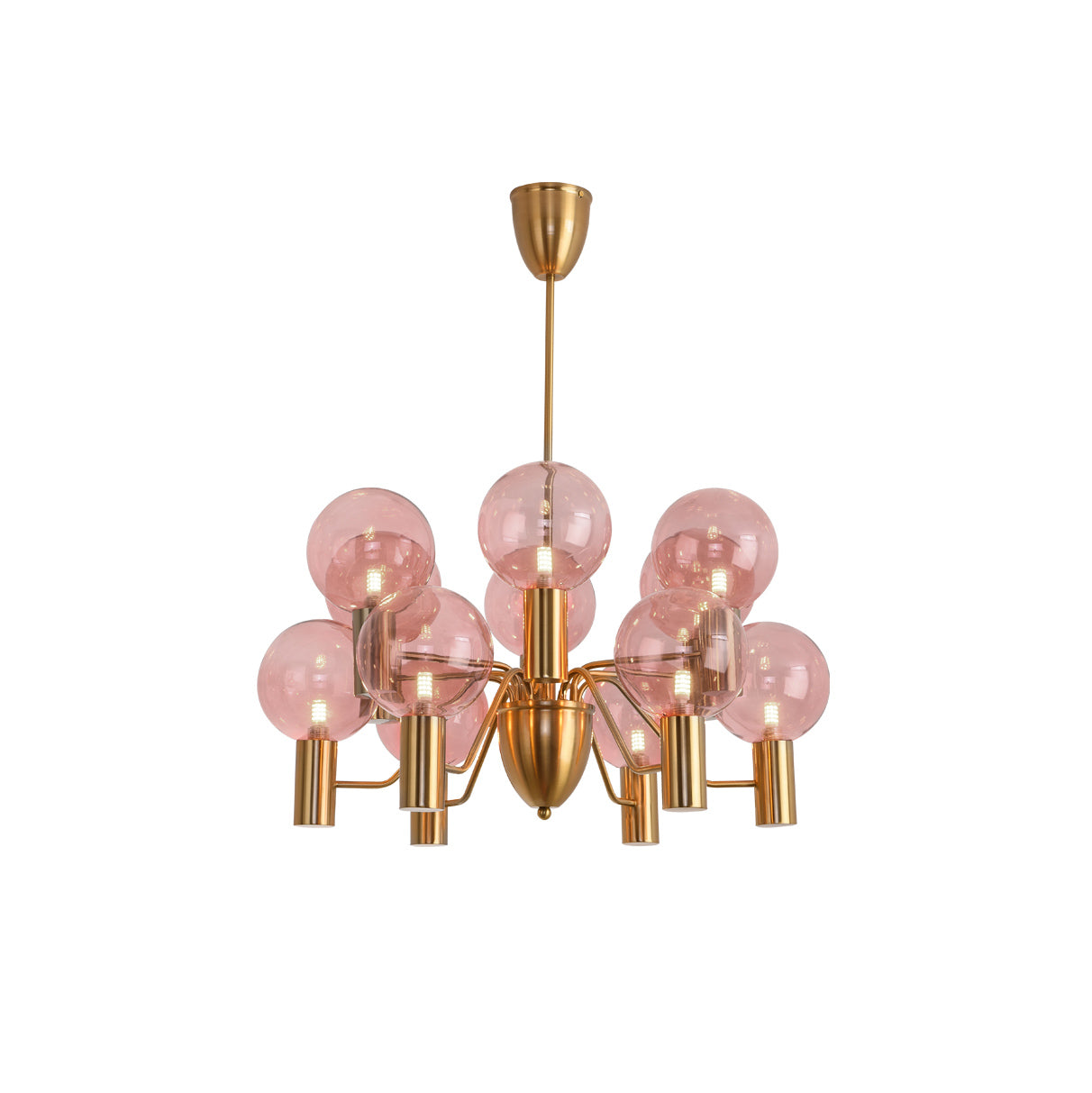 Patricia Glass Chandelier - Modern Pink & Smoke Gray Glass Globe Pendant | Playful Luxury Lighting