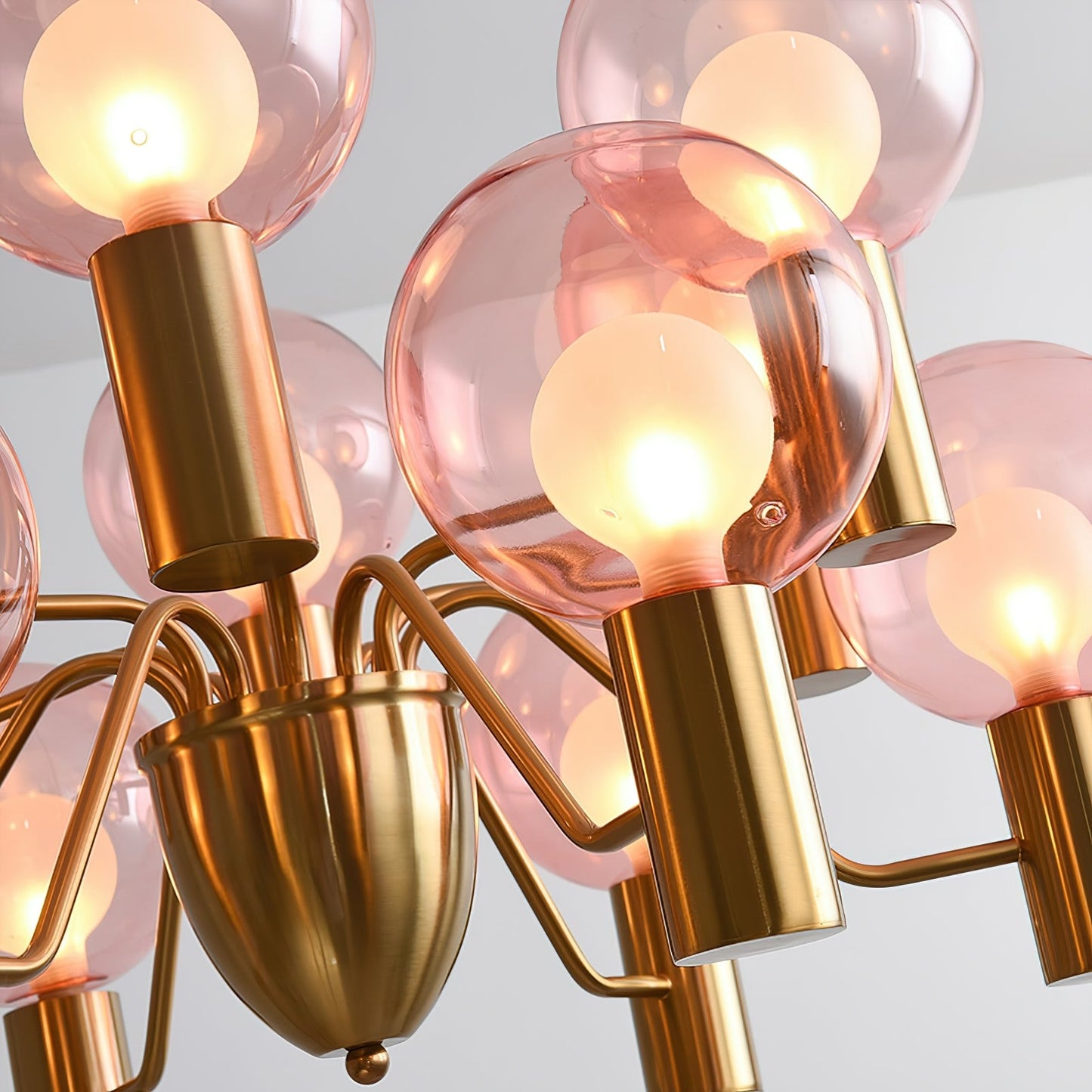 Patricia Glass Chandelier - Modern Pink & Smoke Gray Glass Globe Pendant | Playful Luxury Lighting