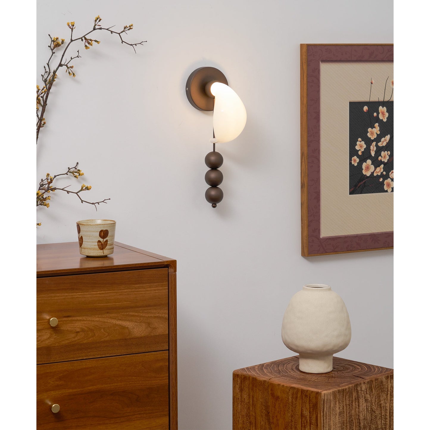 Patty Wall Lamp - Murano Glass Crescent & Solid Brass Beaded Sconce | Heirloom Jewelry Inspired Lighting