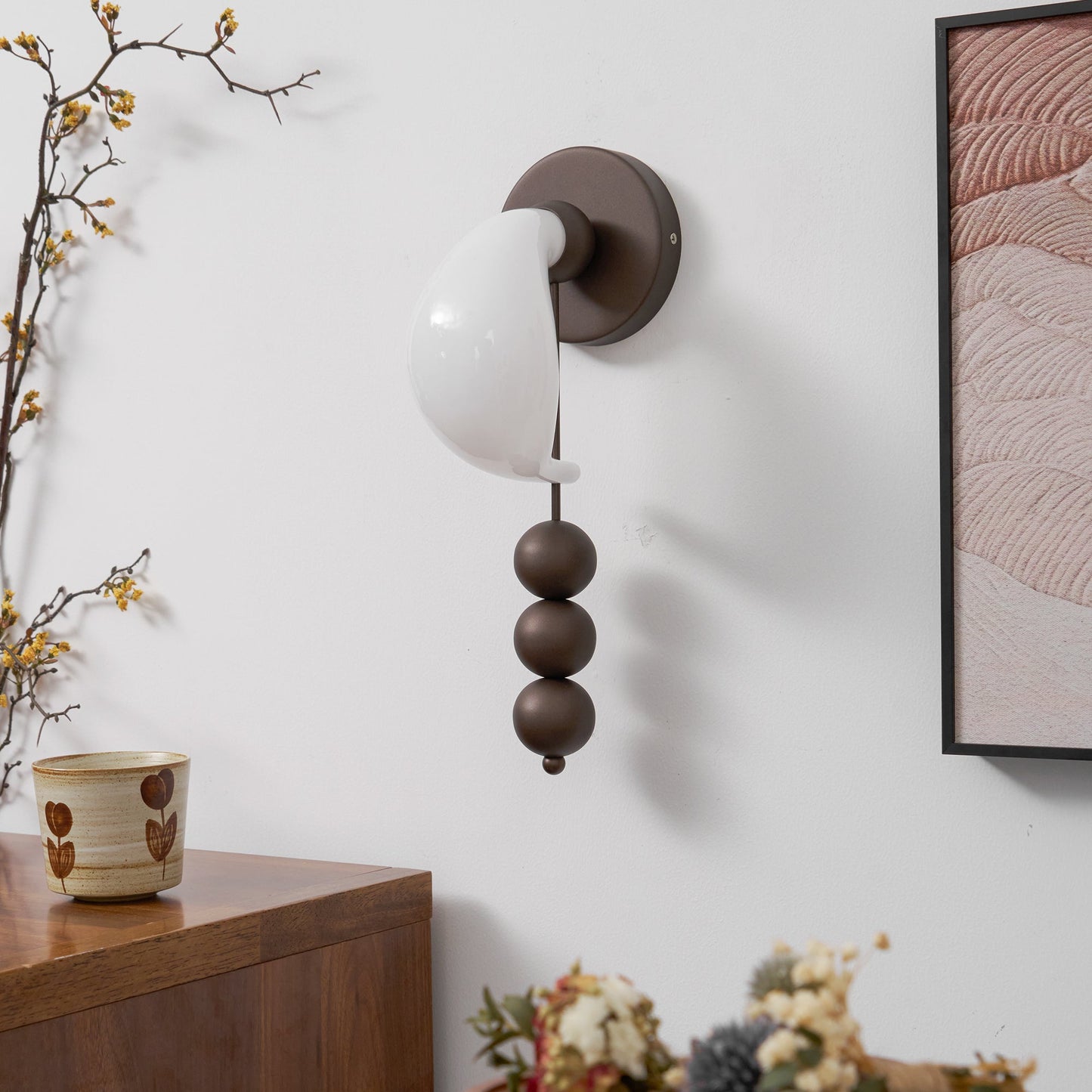 Patty Wall Lamp - Murano Glass Crescent & Solid Brass Beaded Sconce | Heirloom Jewelry Inspired Lighting