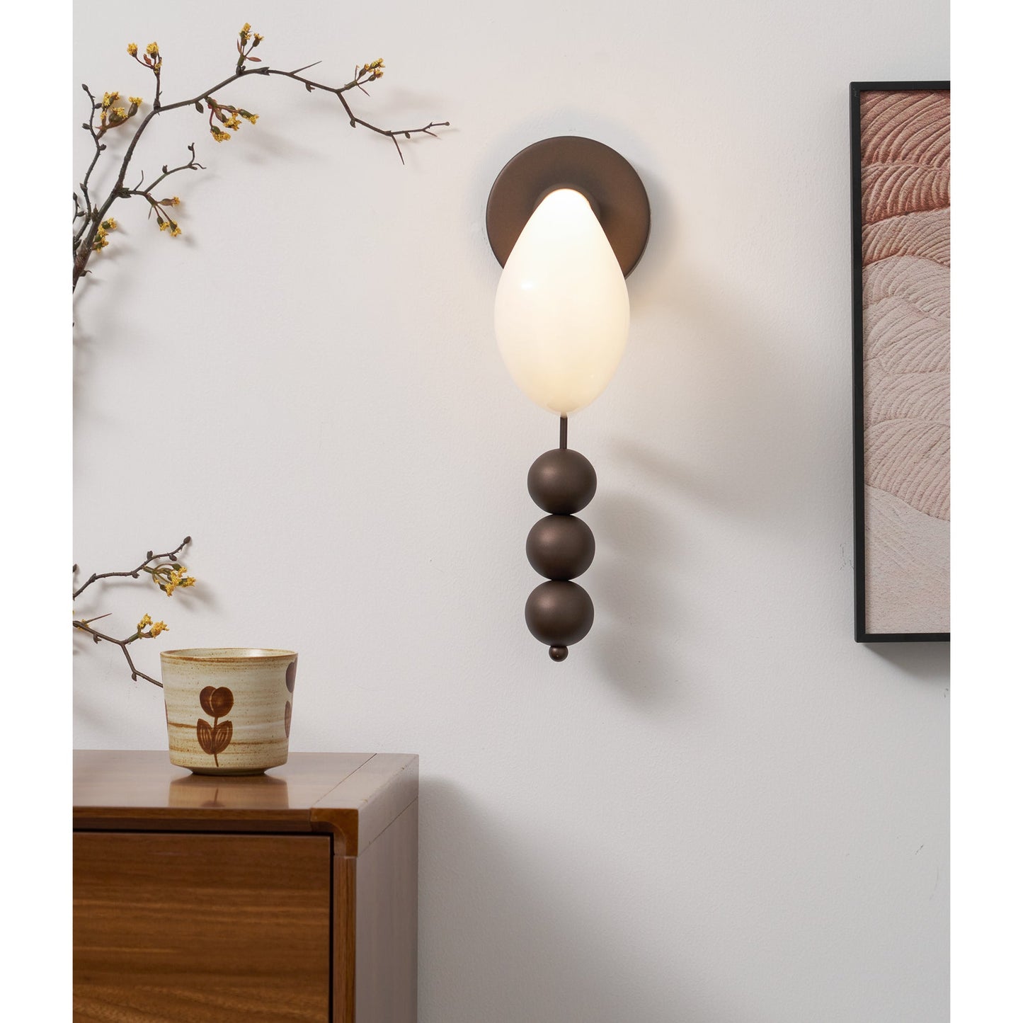 Patty Wall Lamp - Murano Glass Crescent & Solid Brass Beaded Sconce | Heirloom Jewelry Inspired Lighting