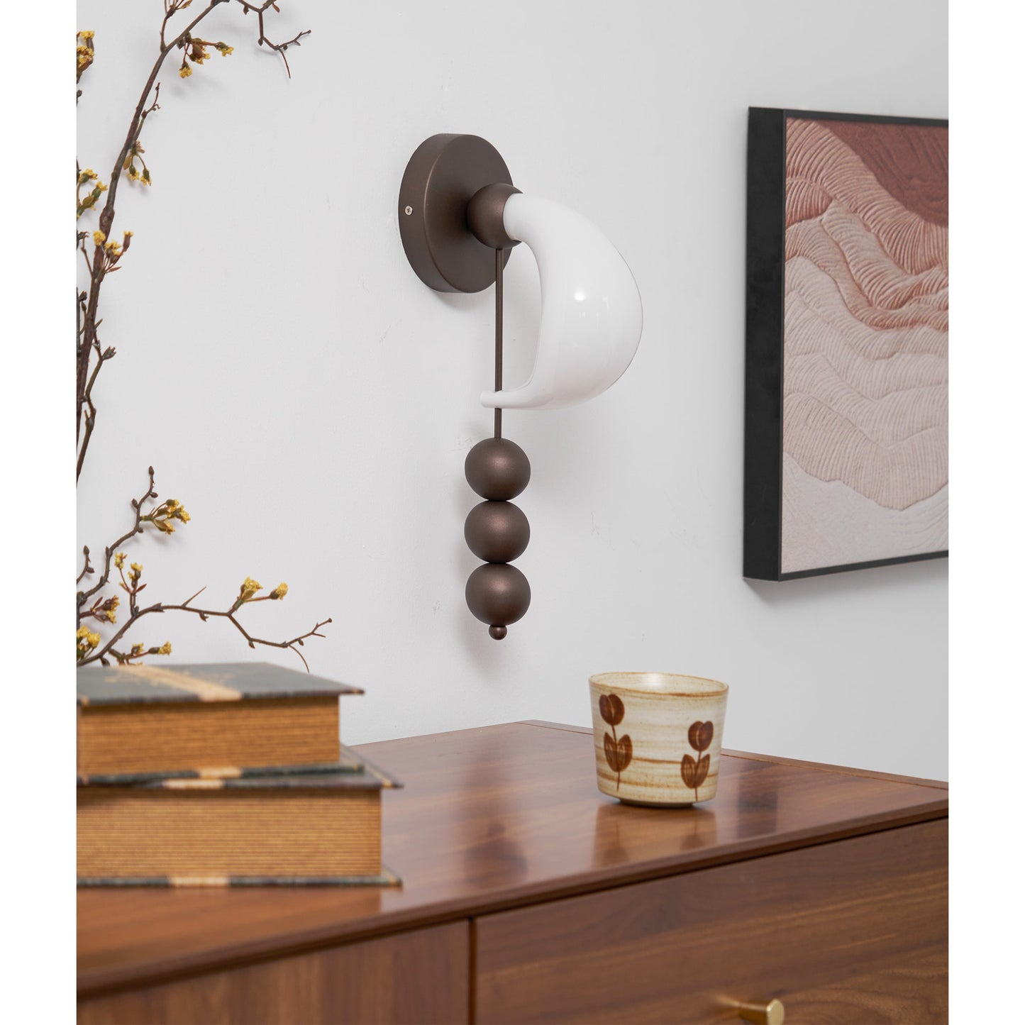 Patty Wall Lamp - Murano Glass Crescent & Solid Brass Beaded Sconce | Heirloom Jewelry Inspired Lighting