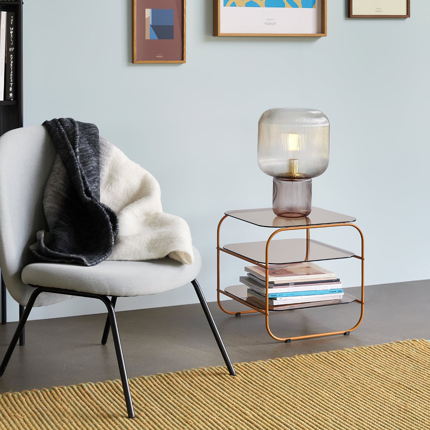 Paul Neuhaus Mashi Table Lamp - Ribbed Mushroom Glass Lamp | Modern Organic Ambient Lighting