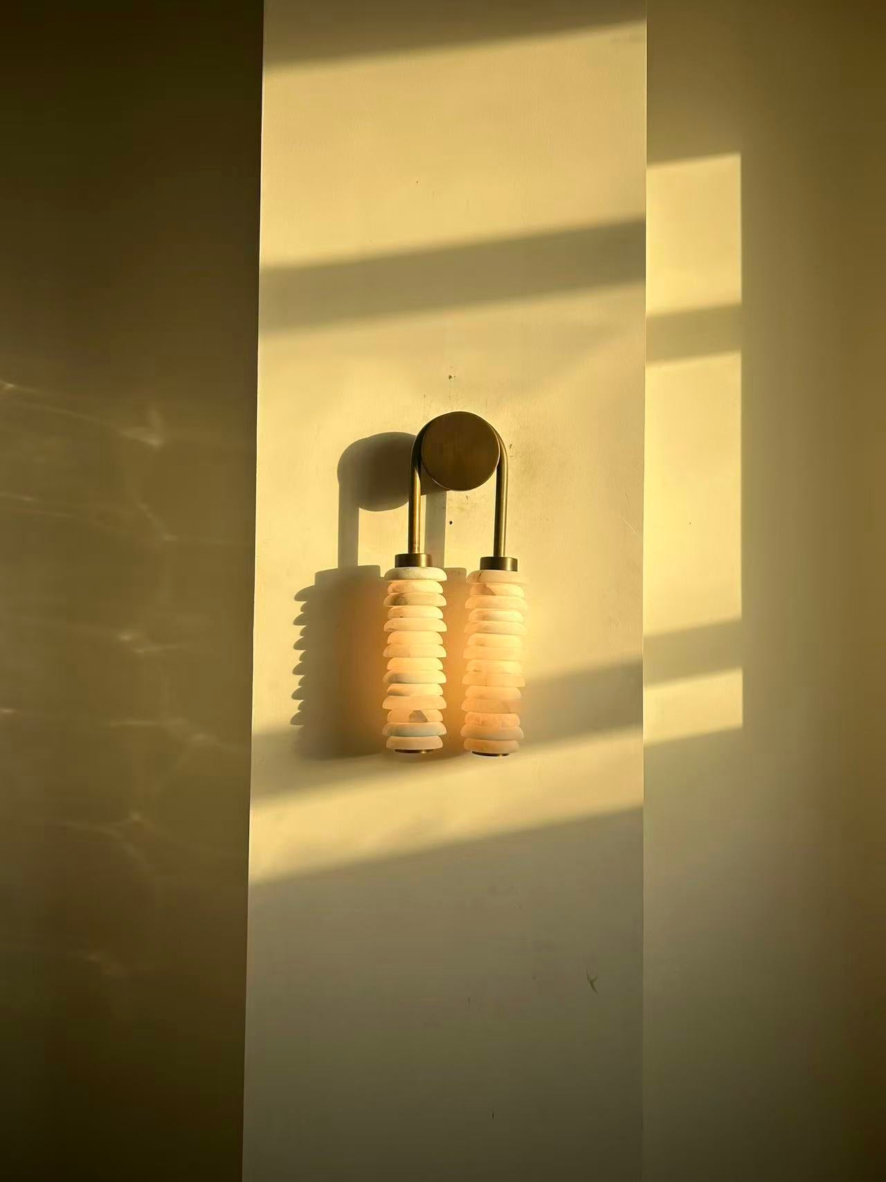Payson Alabaster Wall Lamp - Natural Spanish Stone & Solid Brass LED Sconce | Modern Organic Luxury
