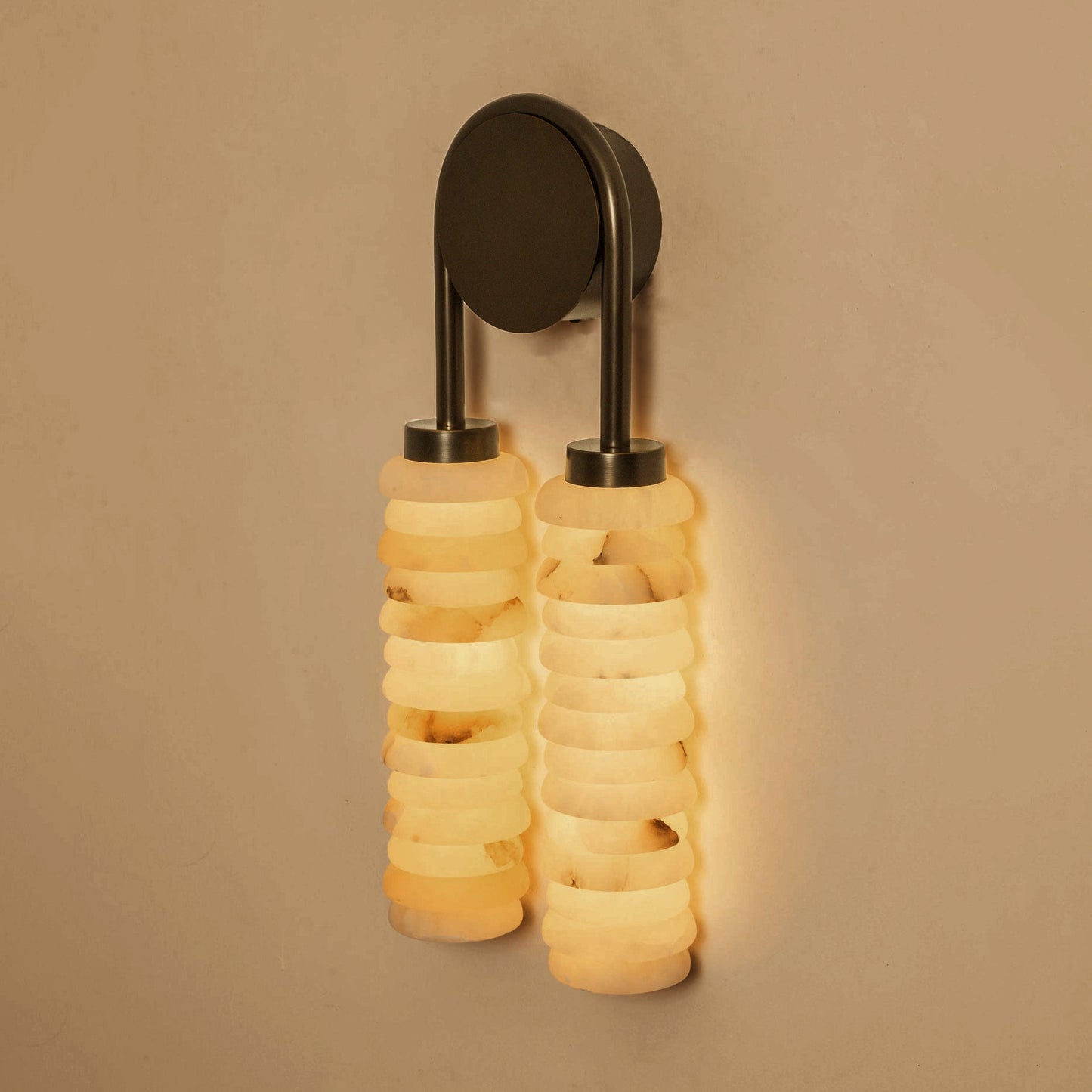Payson Double Alabaster Wall Lamp - Dual Natural Stone & Brass LED Sconce | Luxury Art Deco Lighting