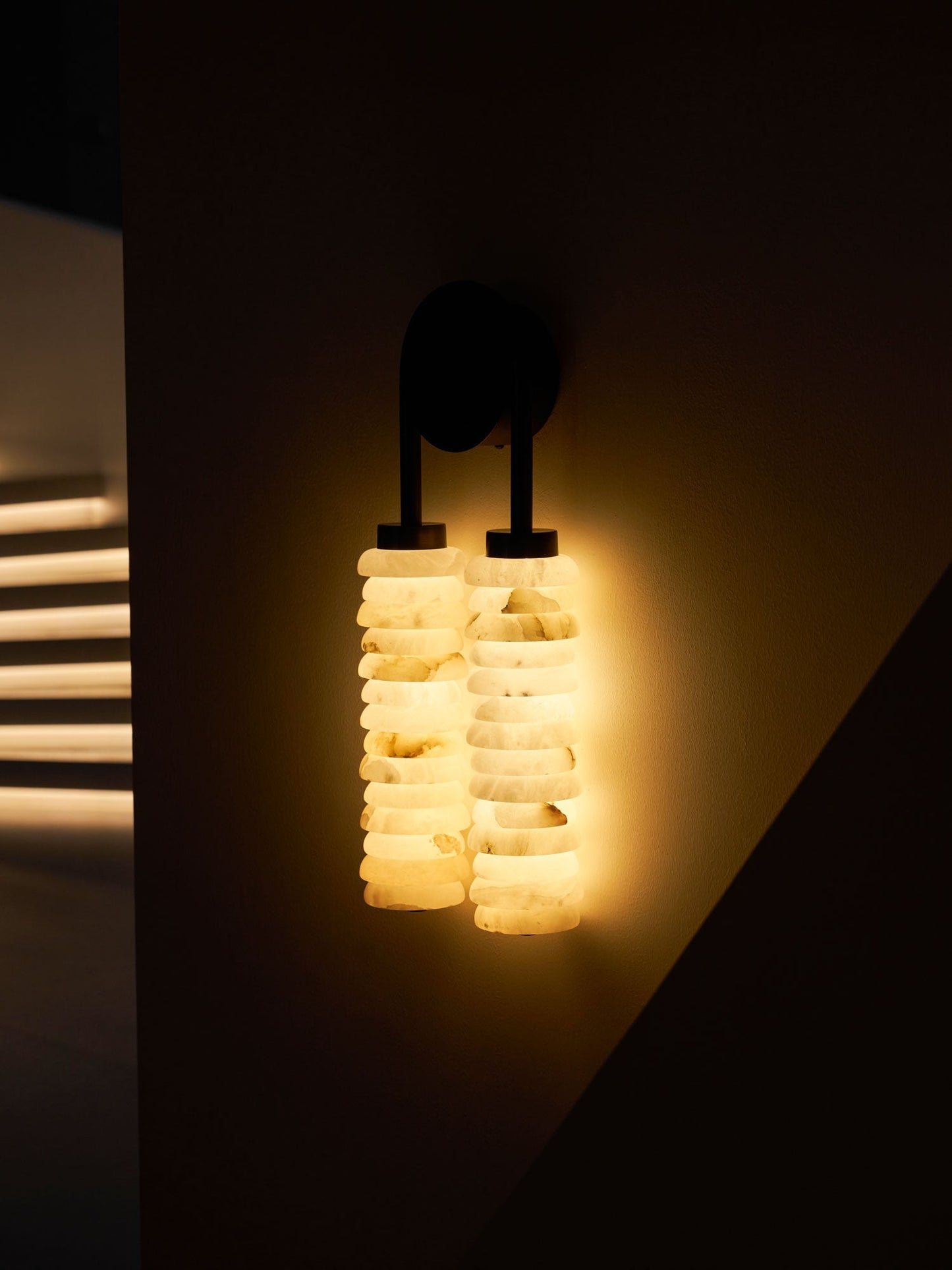 Payson Double Alabaster Wall Lamp - Dual Natural Stone & Brass LED Sconce | Luxury Art Deco Lighting