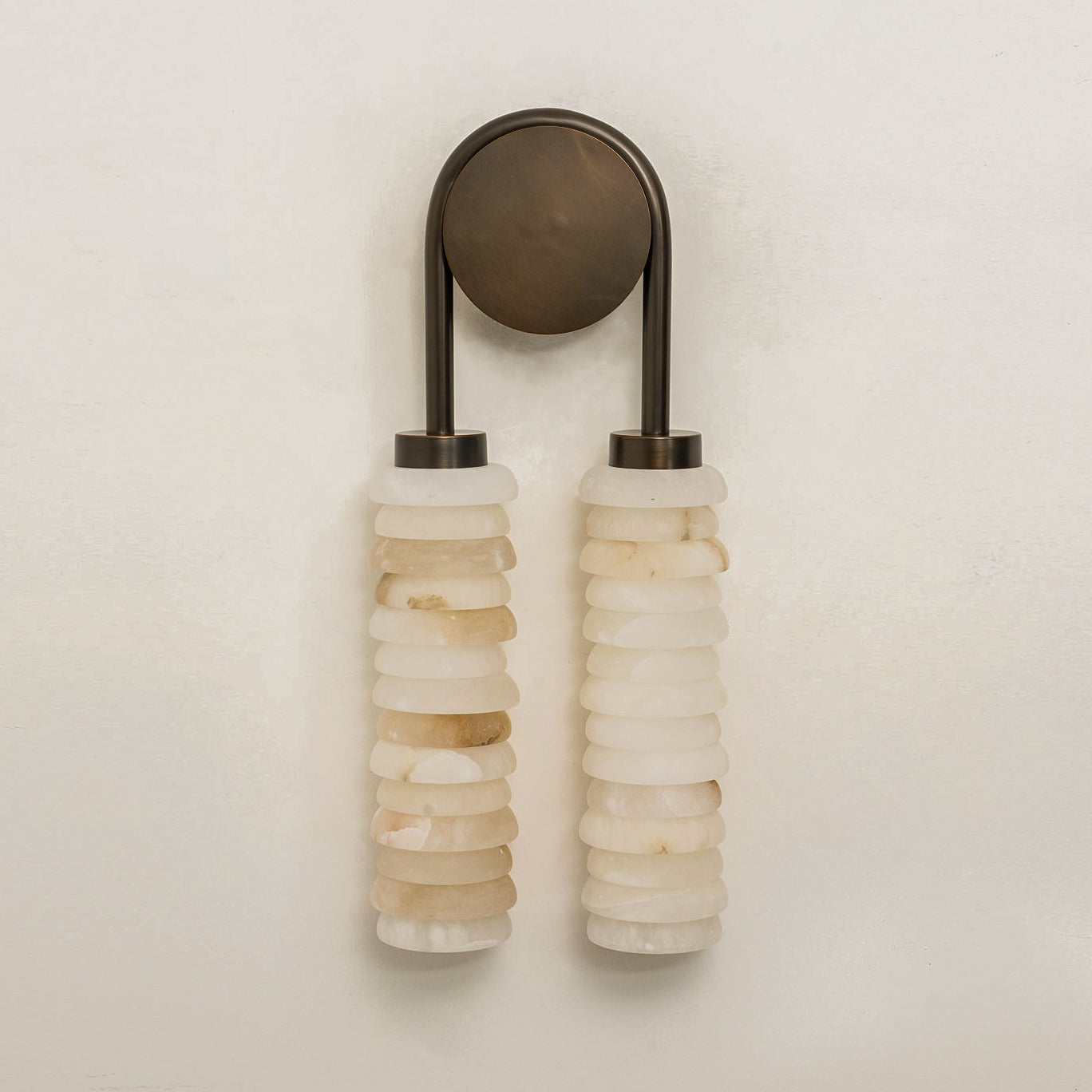 Payson Double Alabaster Wall Lamp - Dual Natural Stone & Brass LED Sconce | Luxury Art Deco Lighting