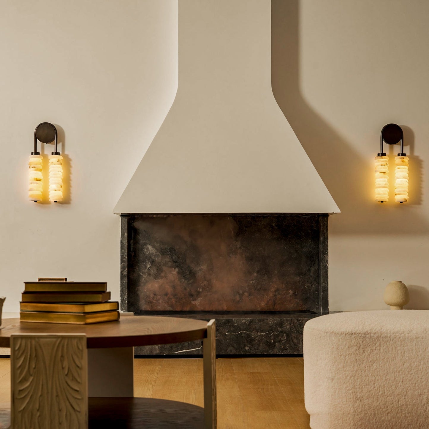 Payson Double Alabaster Wall Lamp - Dual Natural Stone & Brass LED Sconce | Luxury Art Deco Lighting