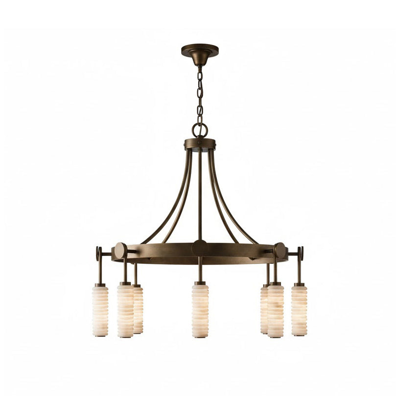 Payson Alabaster Chandelier - 3-Light Natural Stone & Solid Brass LED Pendant | Luxury Architectural Lighting