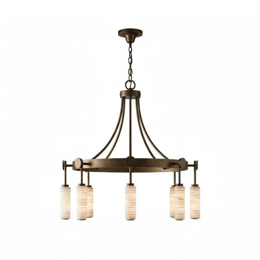 Payson Alabaster Chandelier - 3-Light Natural Stone & Solid Brass LED Pendant | Luxury Architectural Lighting