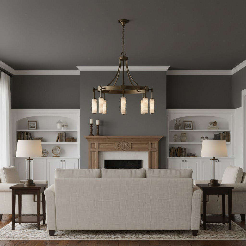 Payson Alabaster Chandelier - 3-Light Natural Stone & Solid Brass LED Pendant | Luxury Architectural Lighting