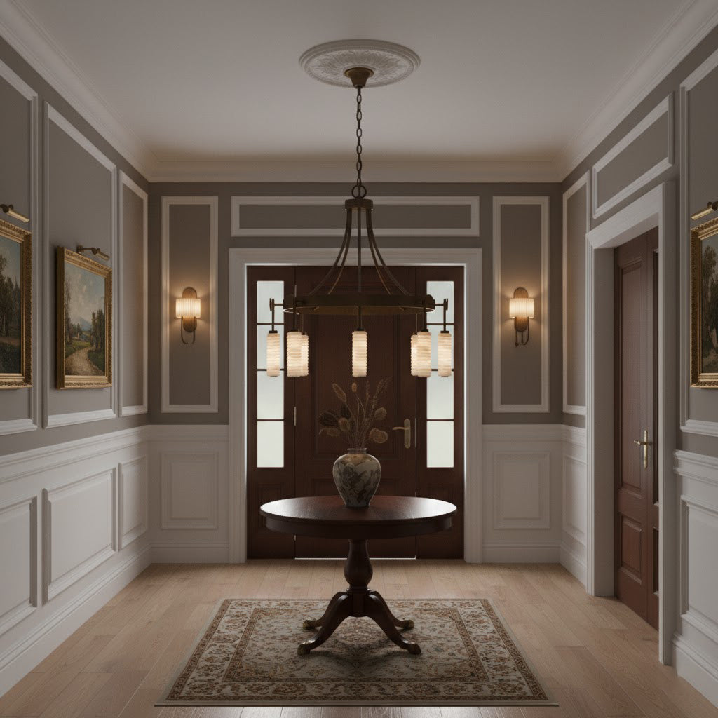 Payson Alabaster Chandelier - 3-Light Natural Stone & Solid Brass LED Pendant | Luxury Architectural Lighting