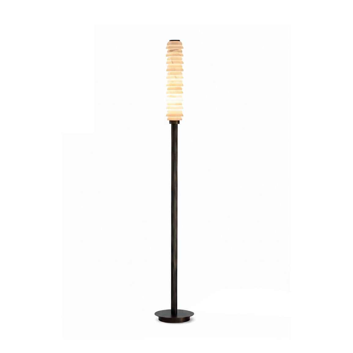 Payson Alabaster Floor Lamp - Natural Stone & Solid Brass LED Column | Luxury Minimalist Standing Light