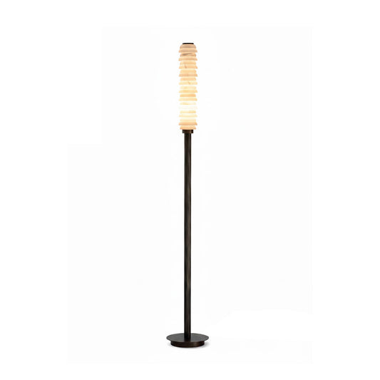 Payson Alabaster Floor Lamp - Natural Stone & Solid Brass LED Column | Luxury Minimalist Standing Light