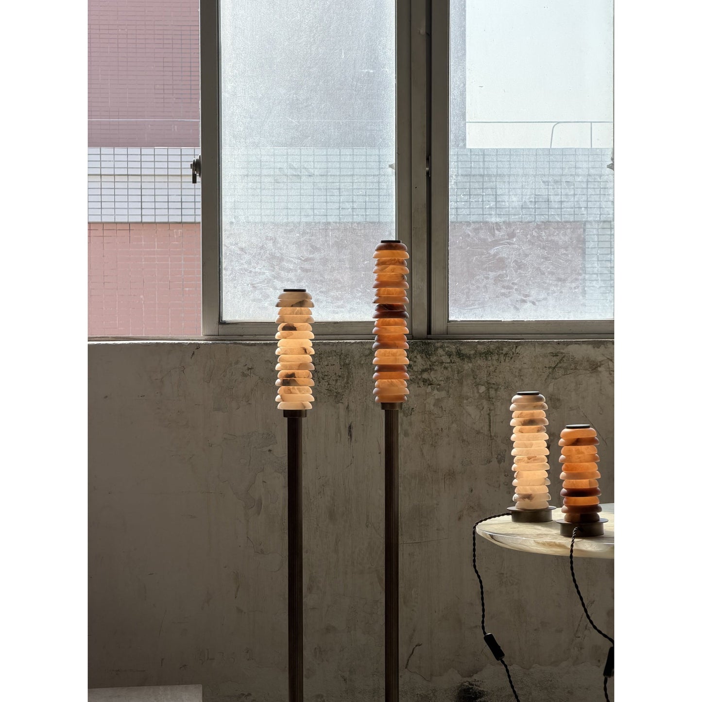 Payson Alabaster Floor Lamp - Natural Stone & Solid Brass LED Column | Luxury Minimalist Standing Light