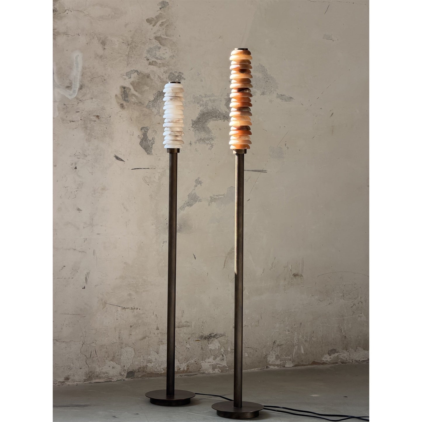 Payson Alabaster Floor Lamp - Natural Stone & Solid Brass LED Column | Luxury Minimalist Standing Light