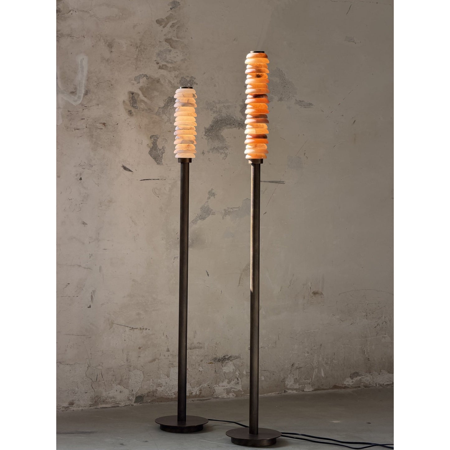 Payson Alabaster Floor Lamp - Natural Stone & Solid Brass LED Column | Luxury Minimalist Standing Light
