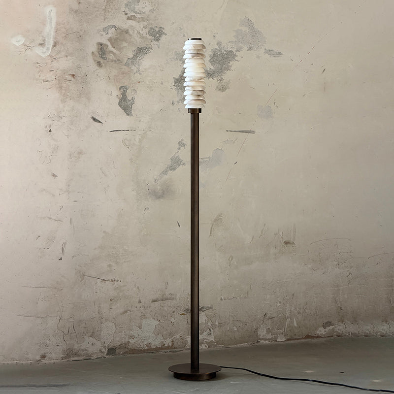 Payson Alabaster Floor Lamp - Natural Stone & Solid Brass LED Column | Luxury Minimalist Standing Light