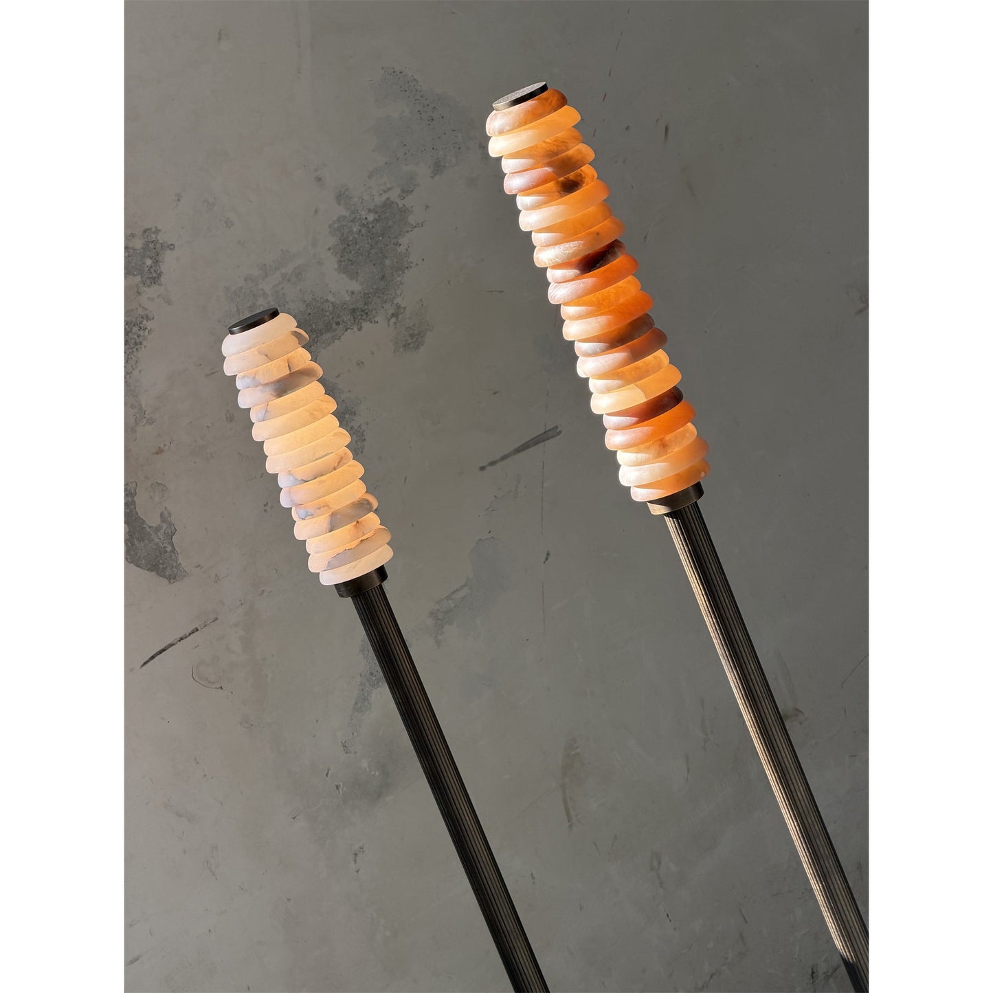 Payson Alabaster Floor Lamp - Natural Stone & Solid Brass LED Column | Luxury Minimalist Standing Light