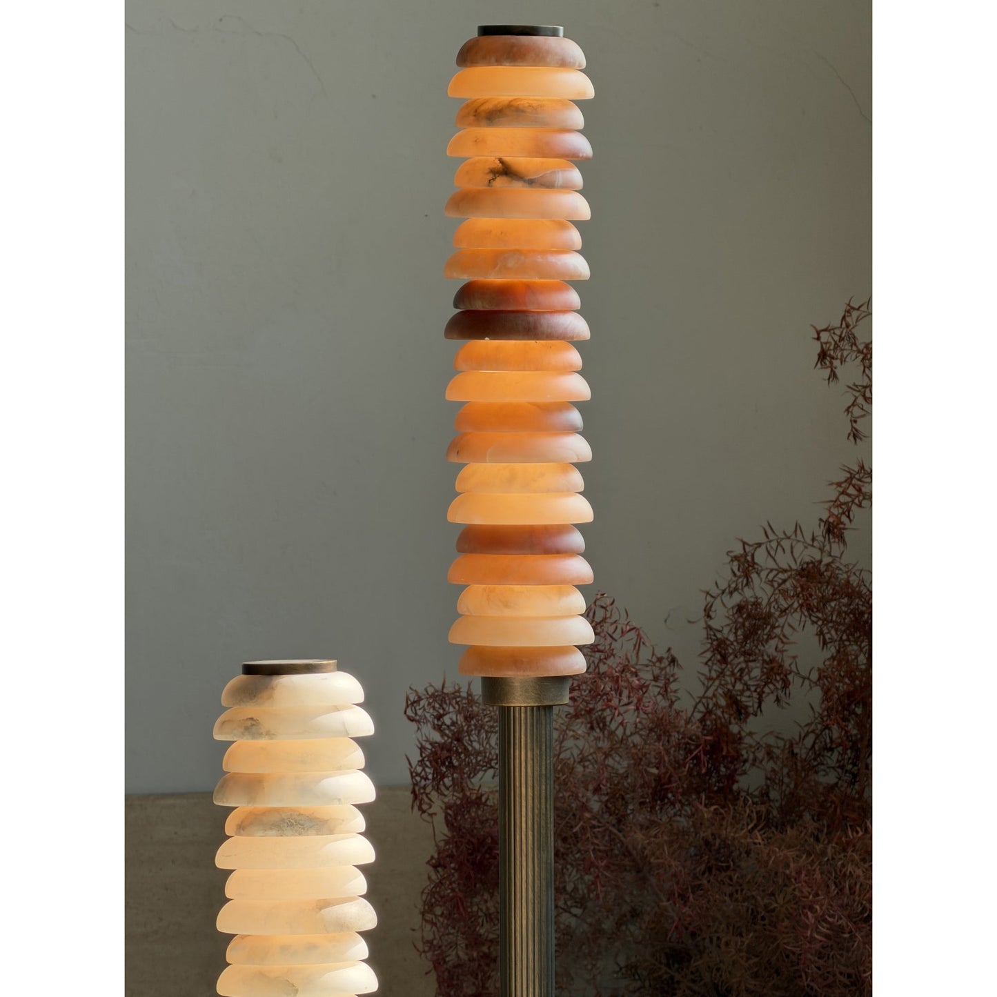 Payson Alabaster Floor Lamp - Natural Stone & Solid Brass LED Column | Luxury Minimalist Standing Light
