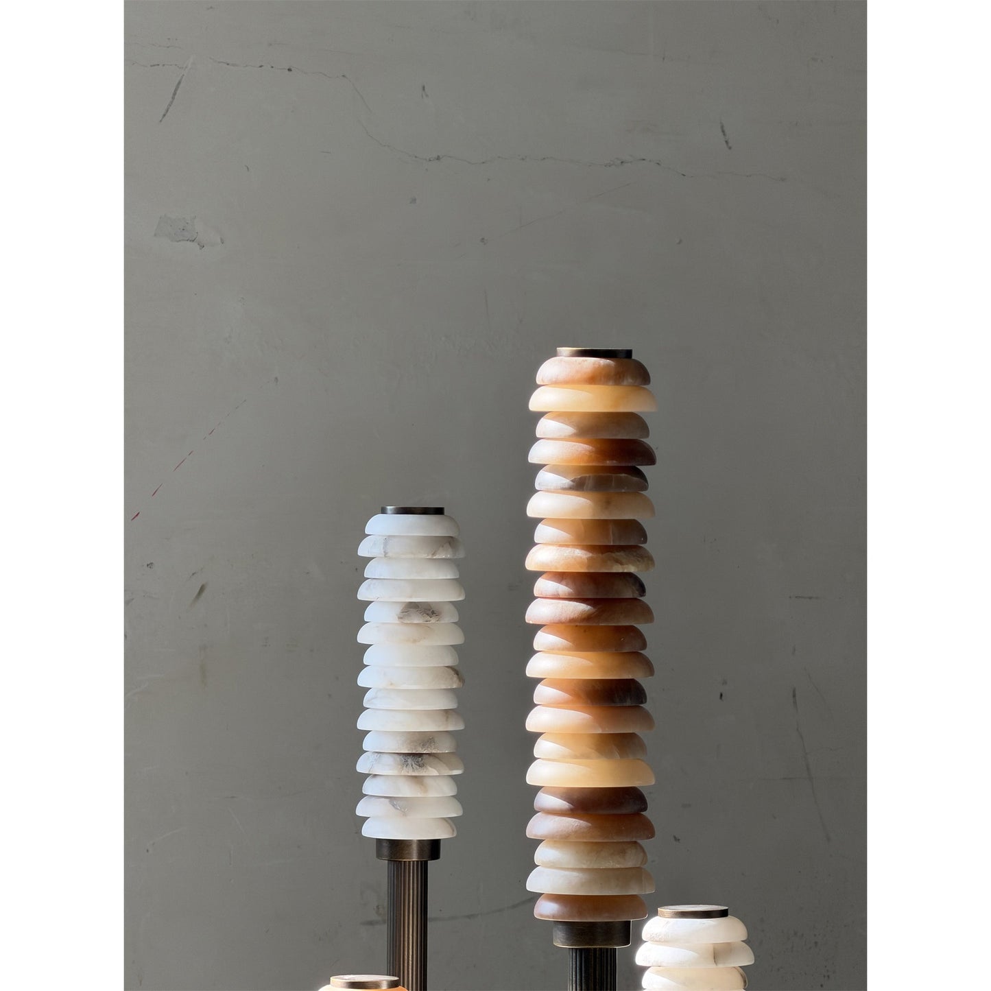 Payson Alabaster Floor Lamp - Natural Stone & Solid Brass LED Column | Luxury Minimalist Standing Light