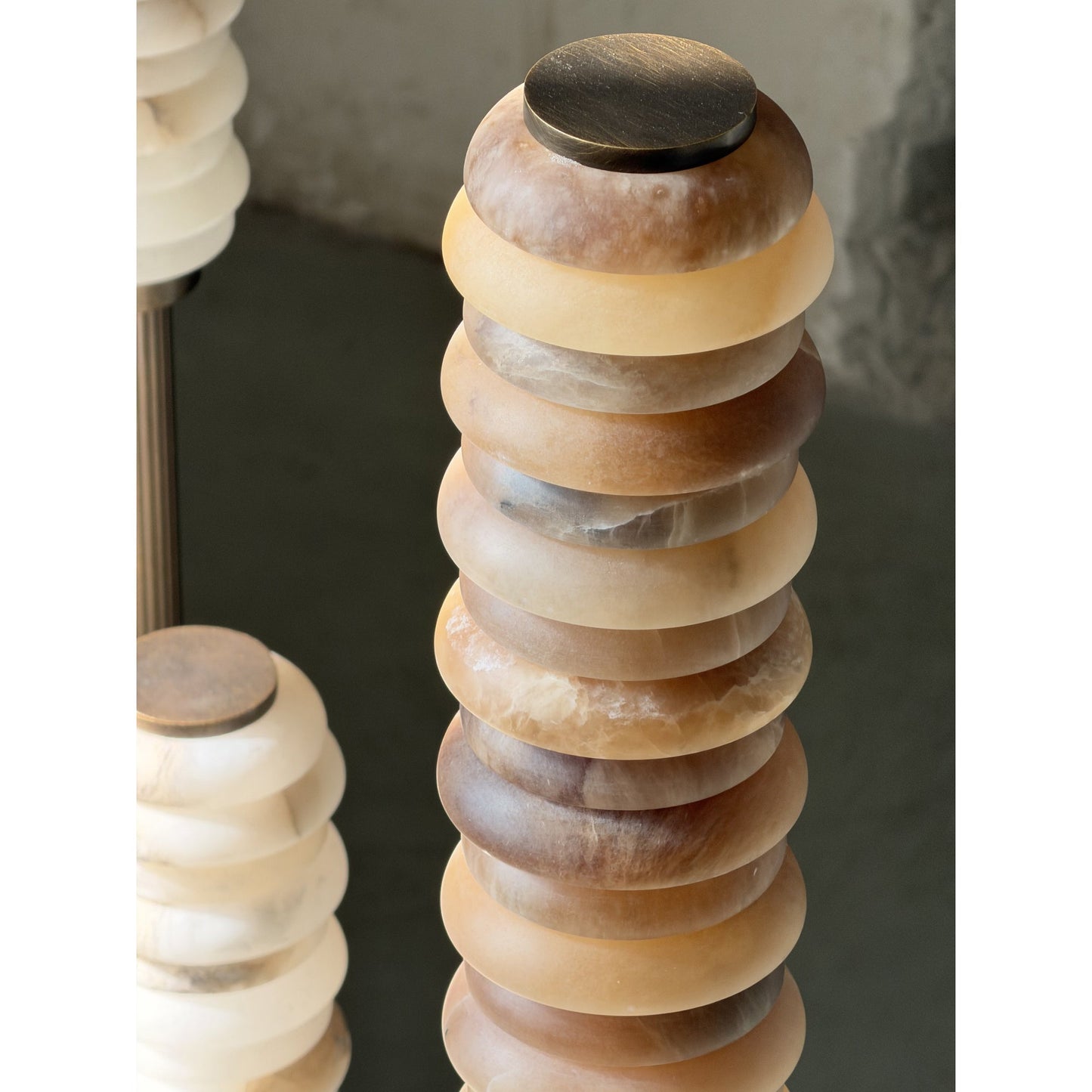 Payson Alabaster Floor Lamp - Natural Stone & Solid Brass LED Column | Luxury Minimalist Standing Light