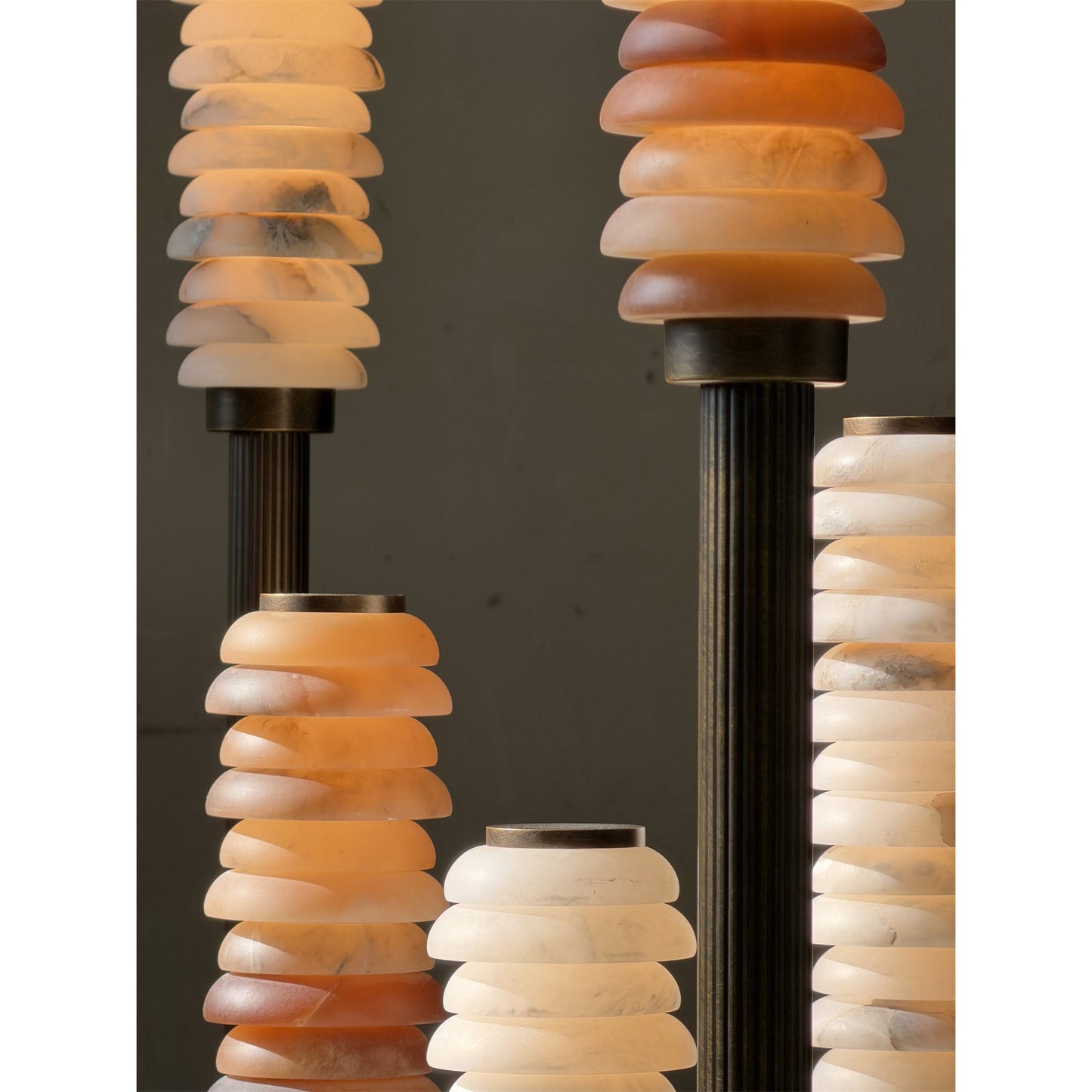 Payson Alabaster Floor Lamp - Natural Stone & Solid Brass LED Column | Luxury Minimalist Standing Light