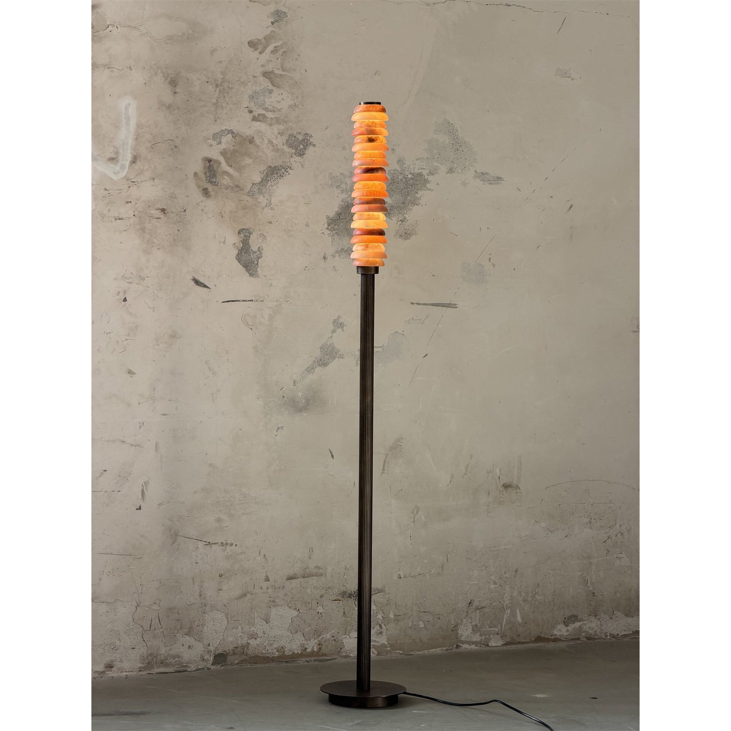 Payson Alabaster Floor Lamp - Natural Stone & Solid Brass LED Column | Luxury Minimalist Standing Light