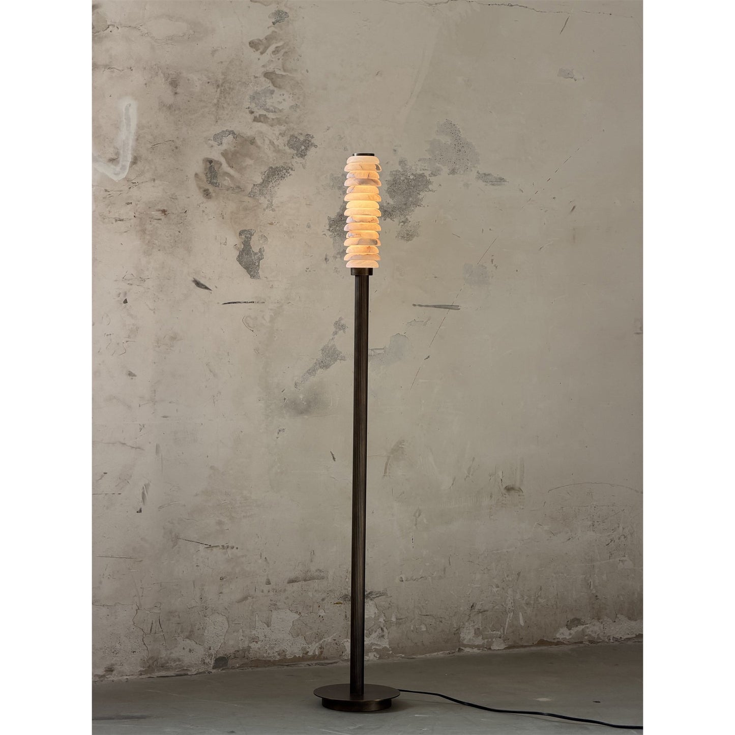 Payson Alabaster Floor Lamp - Natural Stone & Solid Brass LED Column | Luxury Minimalist Standing Light