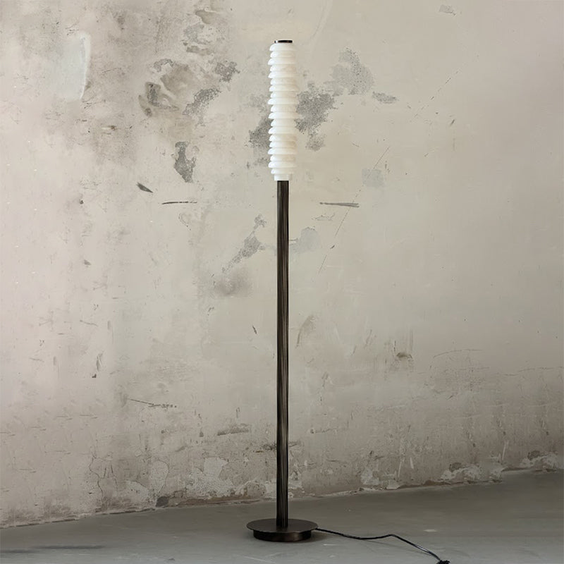 Payson Alabaster Floor Lamp - Natural Stone & Solid Brass LED Column | Luxury Minimalist Standing Light