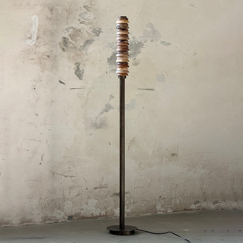 Payson Alabaster Floor Lamp - Natural Stone & Solid Brass LED Column | Luxury Minimalist Standing Light